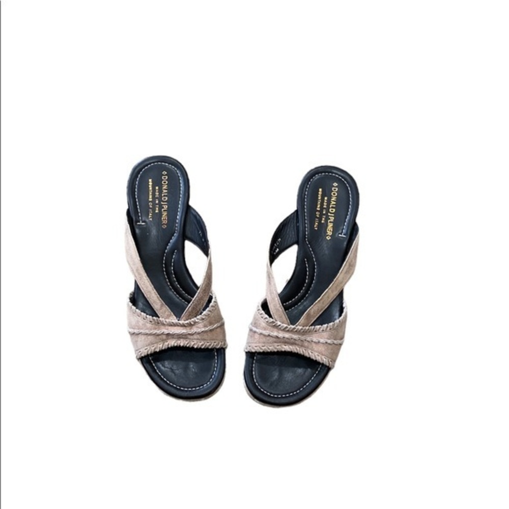 Donald J Pliner Women’s Brown Metallic Leather Wedge Sandal Size‎ 7.5